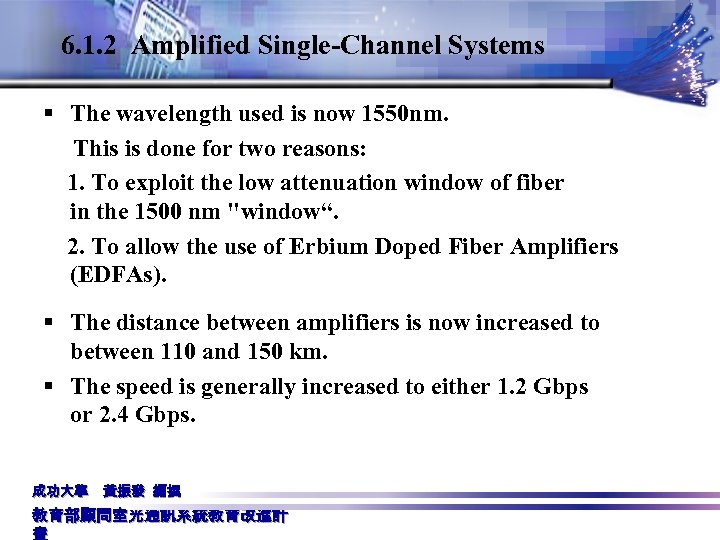 6. 1. 2 Amplified Single-Channel Systems § The wavelength used is now 1550 nm.