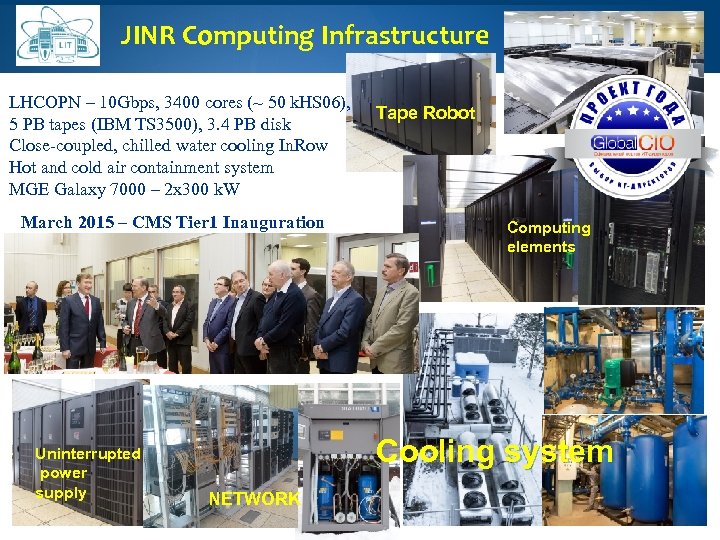 JINR Computing Infrastructure LHCOPN – 10 Gbps, 3400 cores (~ 50 k. HS 06),