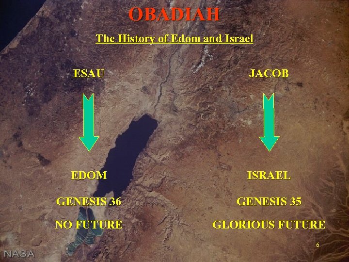 OBADIAH The History of Edom and Israel ESAU JACOB EDOM ISRAEL GENESIS 36 GENESIS