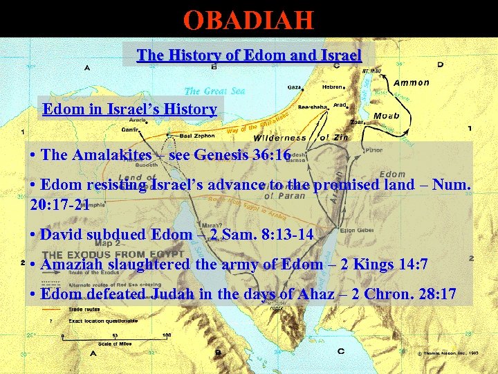 OBADIAH The History of Edom and Israel Edom in Israel’s History • The Amalakites