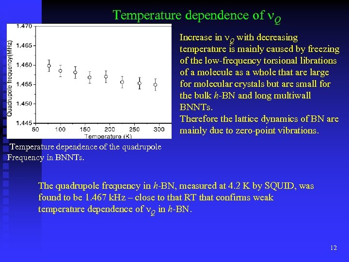 Temperature dependence of n. Q Increase in n. Q with decreasing temperature is mainly