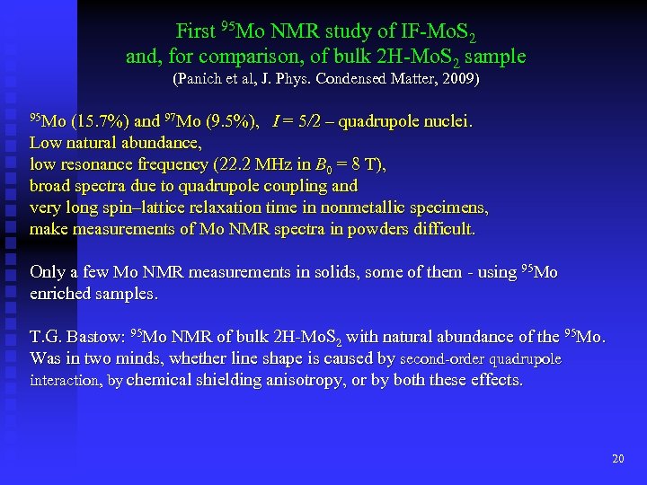 First 95 Mo NMR study of IF-Mo. S 2 and, for comparison, of bulk