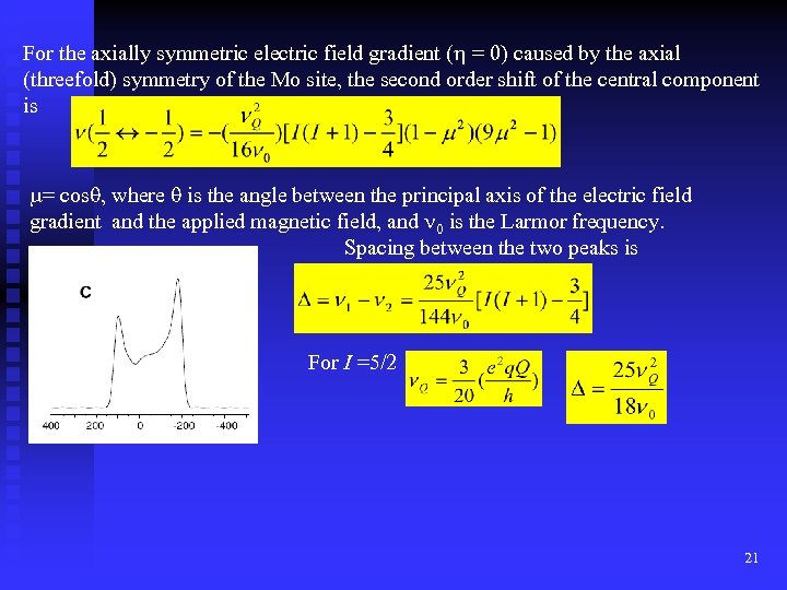 For the axially symmetric electric field gradient (h = 0) caused by the axial