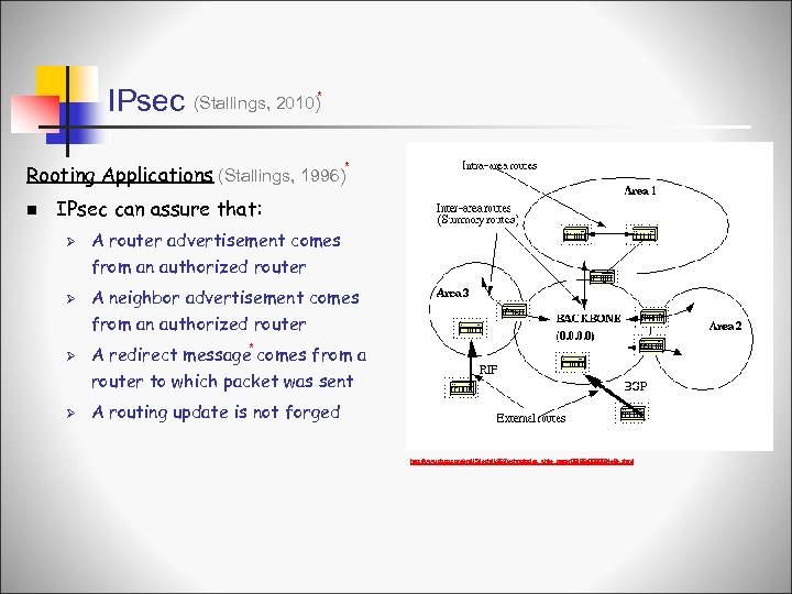 IPsec (Stallings, 2010)* Rooting Applications (Stallings, 1996)* n IPsec can assure that: Ø Ø