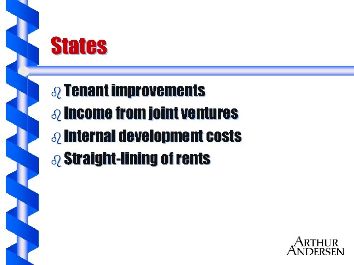 States b Tenant improvements b Income from joint ventures b Internal development costs b