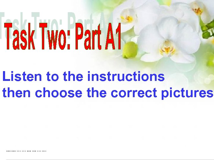 Listen to the instructions then choose the correct pictures. 