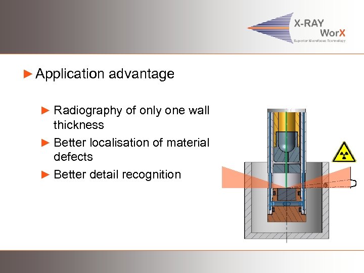 ► Application advantage ► Radiography of only one wall thickness ► Better localisation of