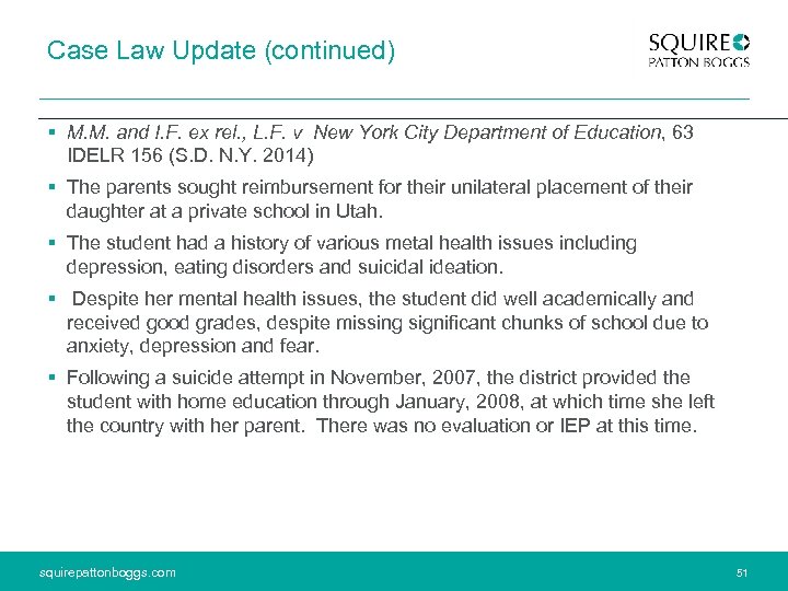 Case Law Update (continued) § M. M. and I. F. ex rel. , L.