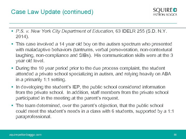 Case Law Update (continued) § P. S. v. New York City Department of Education,