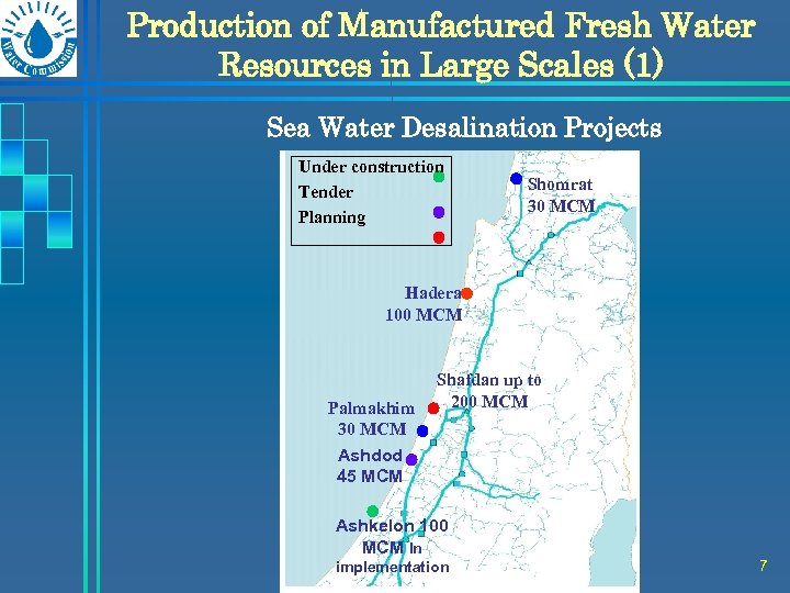 Production of Manufactured Fresh Water Resources in Large Scales (1) Sea Water Desalination Projects