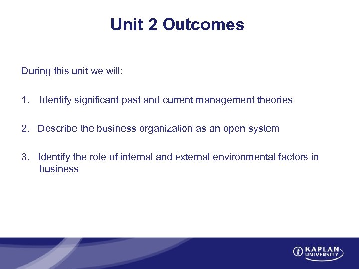 Unit 2 Outcomes During this unit we will: 1. Identify significant past and current