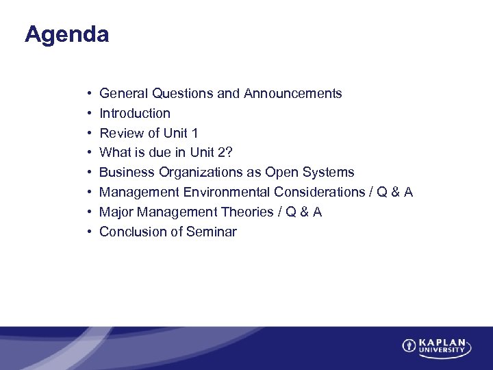 Agenda • • General Questions and Announcements Introduction Review of Unit 1 What is