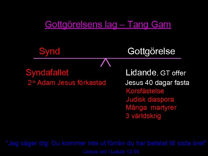 Gottgörelsens lag – Tang Gam Synd Gottgörelse Syndafallet Lidande, GT offer 2: e Adam