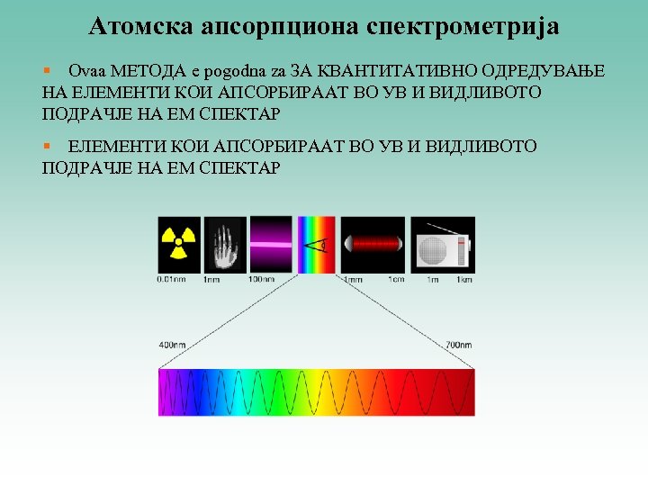 Атомска апсорпциона спектрометрија § Ovaa МЕТОДА e pogodna za ЗА КВАНТИТАТИВНО ОДРЕДУВАЊЕ НА ЕЛЕМЕНТИ