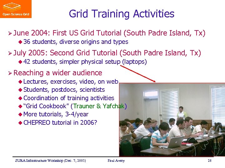 Grid Training Activities Ø June u 36 Ø July 2004: First US Grid Tutorial