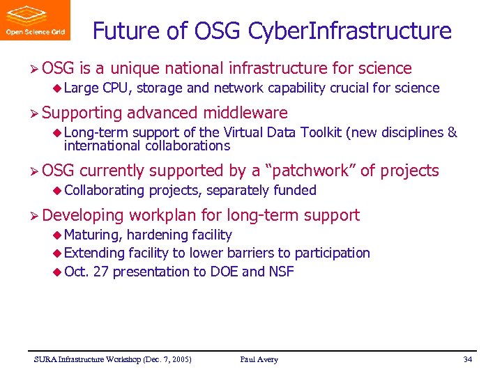 Future of OSG Cyber. Infrastructure Ø OSG is a unique national infrastructure for science