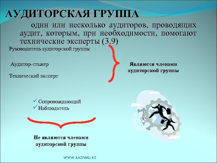 АУДИТОРСКАЯ ГРУППА один или несколько аудиторов, проводящих аудит, которым, при необходимости, помогают технические эксперты