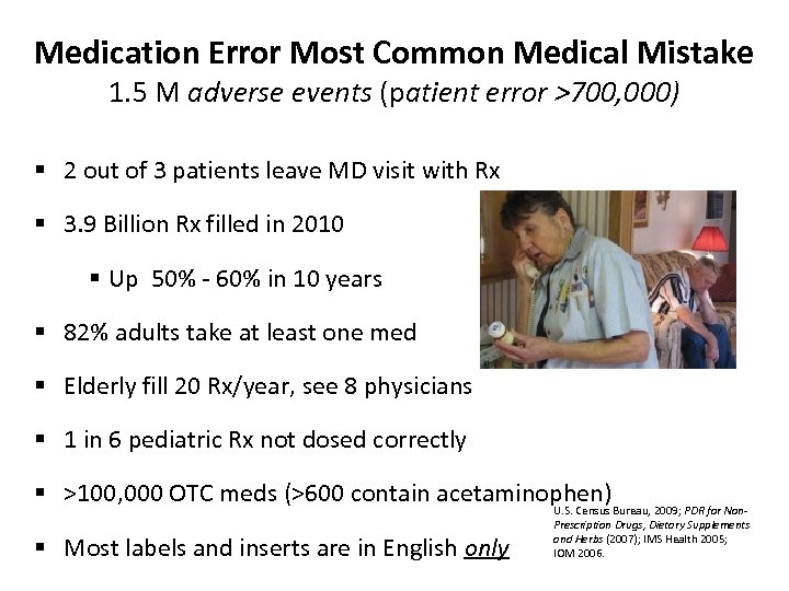 Medication Error Most Common Medical Mistake 1. 5 M adverse events (patient error >700,