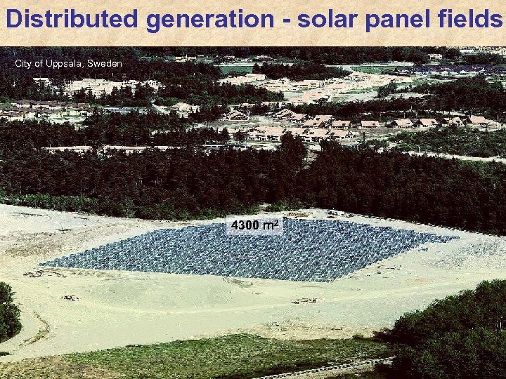 Distributed generation - solar panel fields City of Uppsala, Sweden 4300 m 2 