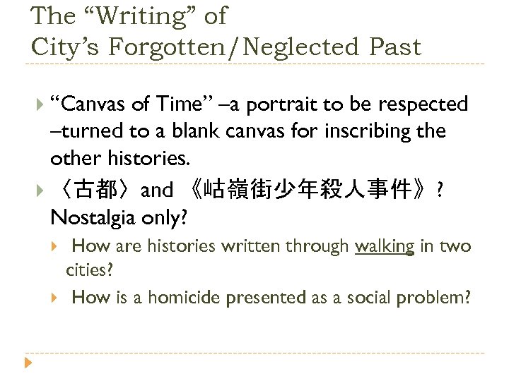 The “Writing” of City’s Forgotten/Neglected Past “Canvas of Time” –a portrait to be respected