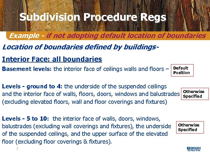 Subdivision Procedure Regs Example - if not adopting default location of boundaries Location of