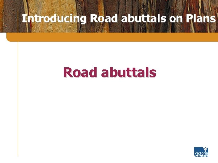 Introducing Road abuttals on Plans Road abuttals 