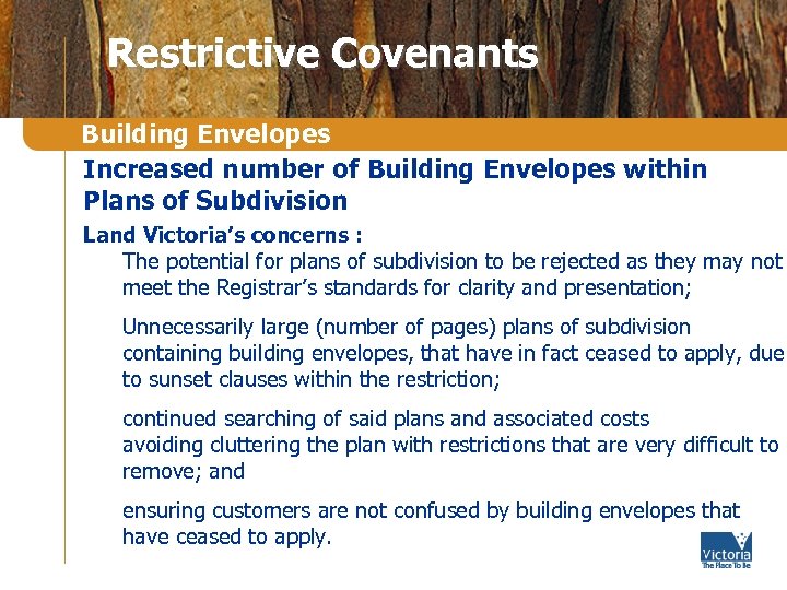 Restrictive Covenants Building Envelopes Increased number of Building Envelopes within Plans of Subdivision Land
