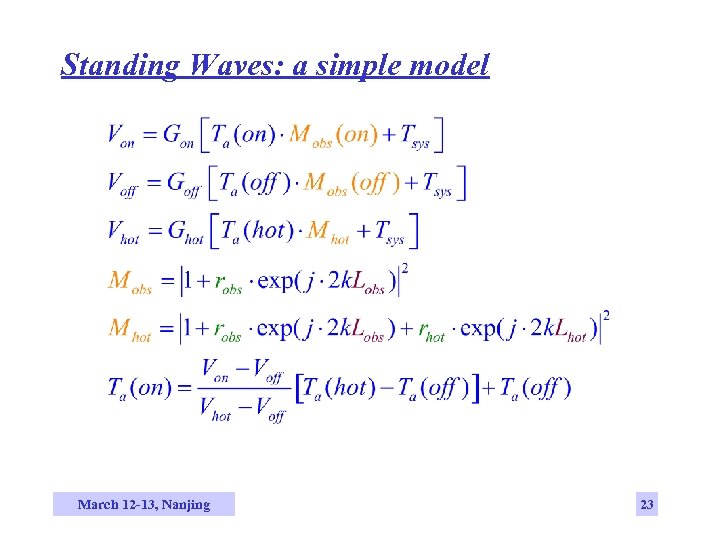 Standing Waves: a simple model March 12 -13, Nanjing 23 