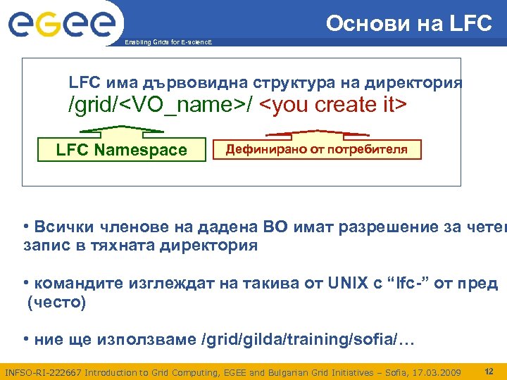 Основи на LFC Enabling Grids for E-scienc. E LFC има дървовидна структура на директория
