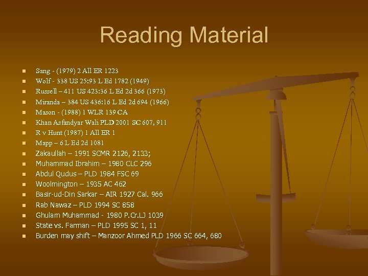 Reading Material n n n n n Sang - (1979) 2 All ER 1223