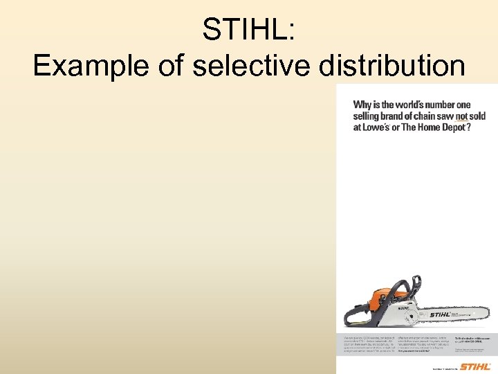 STIHL: Example of selective distribution 