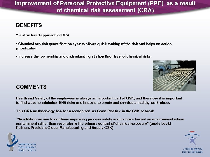 Improvement of Personal Protective Equipment (PPE) as a result of chemical risk assessment (CRA)