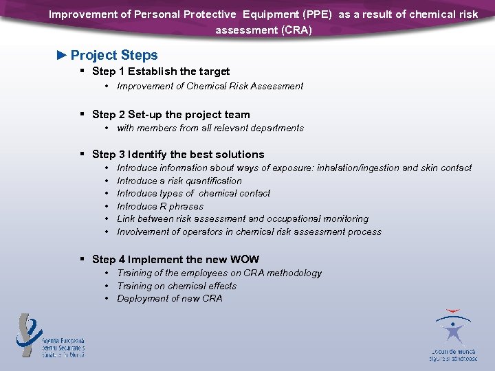 Improvement of Personal Protective Equipment (PPE) as a result of chemical risk assessment (CRA)