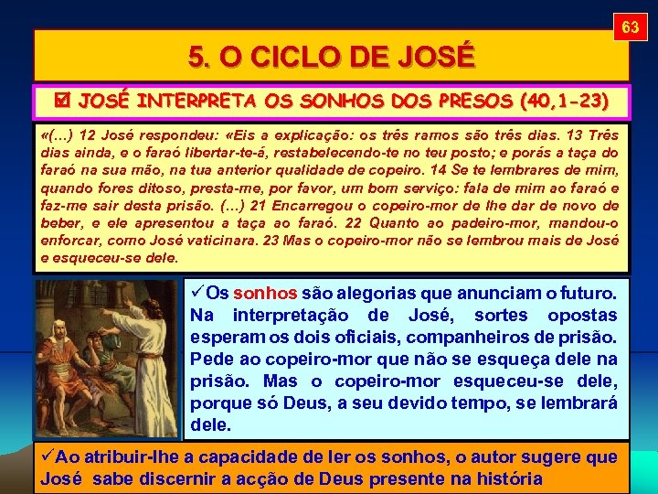 63 5. O CICLO DE JOSÉ INTERPRETA OS SONHOS DOS PRESOS (40, 1 -23)