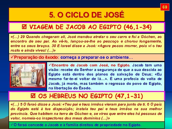 69 5. O CICLO DE JOSÉ VIAGEM DE JACOB AO EGIPTO (46, 1 -34)