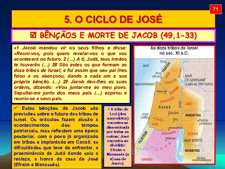 71 5. O CICLO DE JOSÉ BÊNÇÃOS E MORTE DE JACOB (49, 1 -33)