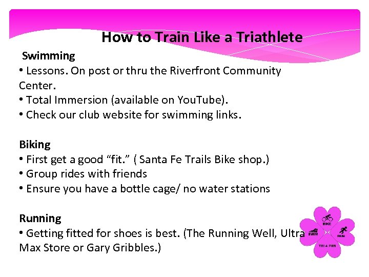 How to Train Like a Triathlete Swimming • Lessons. On post or thru the