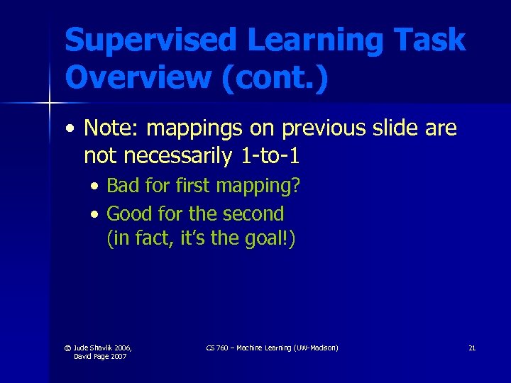 Supervised Learning Task Overview (cont. ) • Note: mappings on previous slide are not
