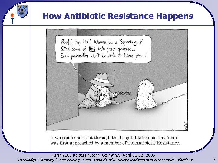 How Antibiotic Resistance Happens KMM’ 2005 Kaiserslautern, Germany, April 10 -13, 2005 Knowledge Discovery