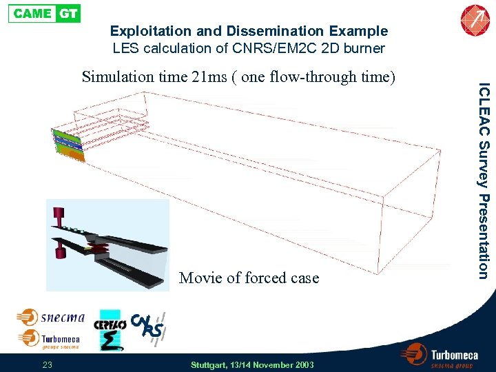 Exploitation and Dissemination Example LES calculation of CNRS/EM 2 C 2 D burner Movie