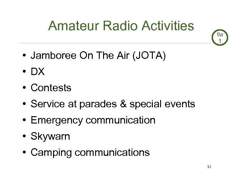 Amateur Radio Activities 9 a 1 • Jamboree On The Air (JOTA) • DX