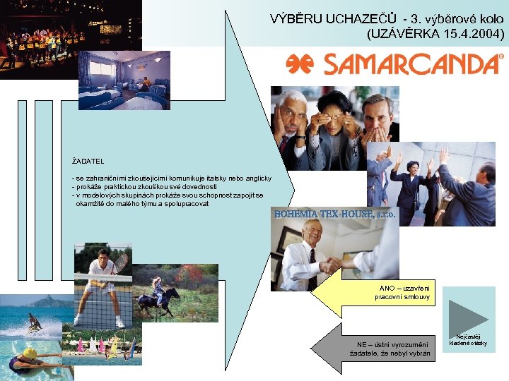 VÝBĚRU UCHAZEČŮ - 3. výběrové kolo (UZÁVĚRKA 15. 4. 2004) ŽADATEL - se zahraničními
