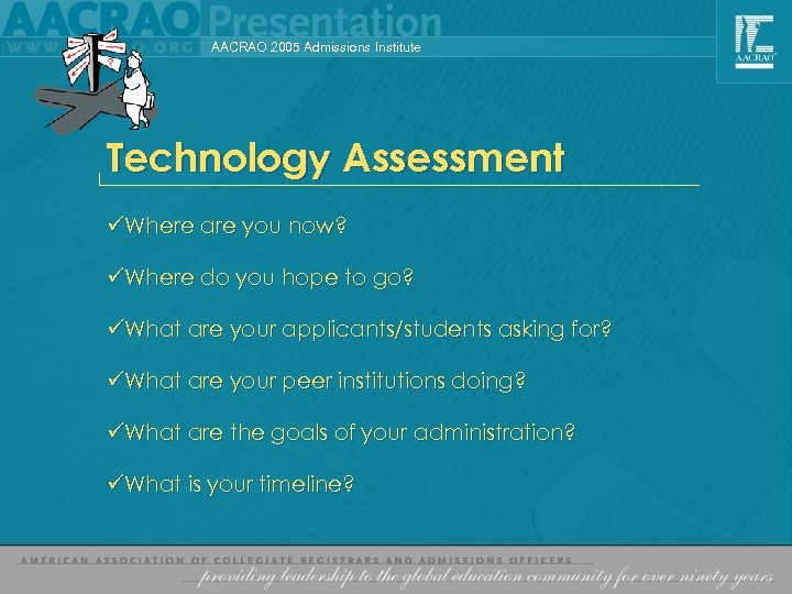 AACRAO 2005 Admissions Institute Technology Assessment üWhere are you now? üWhere do you hope