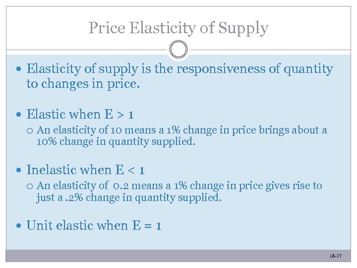 Price Elasticity of Supply Elasticity of supply is the responsiveness of quantity to changes