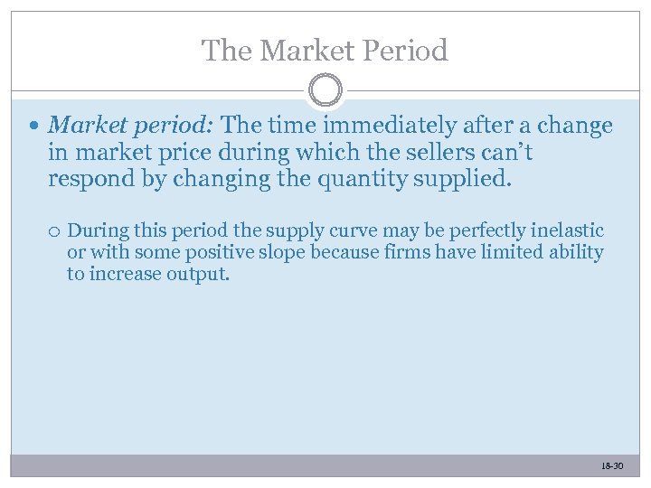 The Market Period Market period: The time immediately after a change in market price