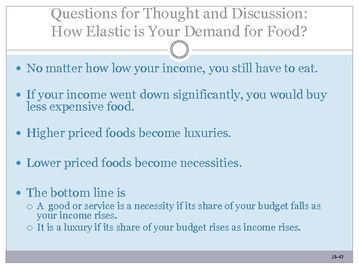 Questions for Thought and Discussion: How Elastic is Your Demand for Food? No matter