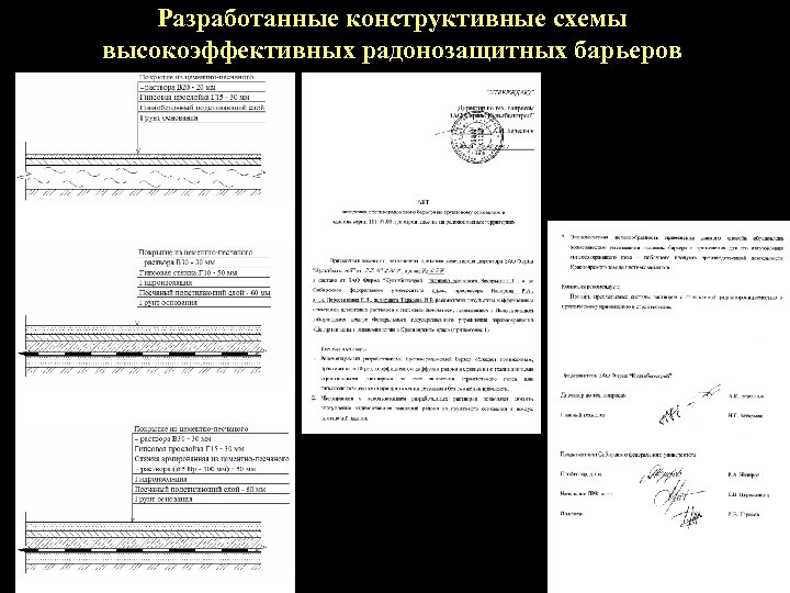Разработанные конструктивные схемы высокоэффективных радонозащитных барьеров 