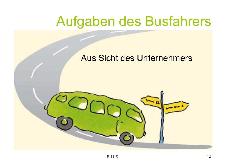 Aufgaben des Busfahrers Aus Sicht des Unternehmers B U S 14 