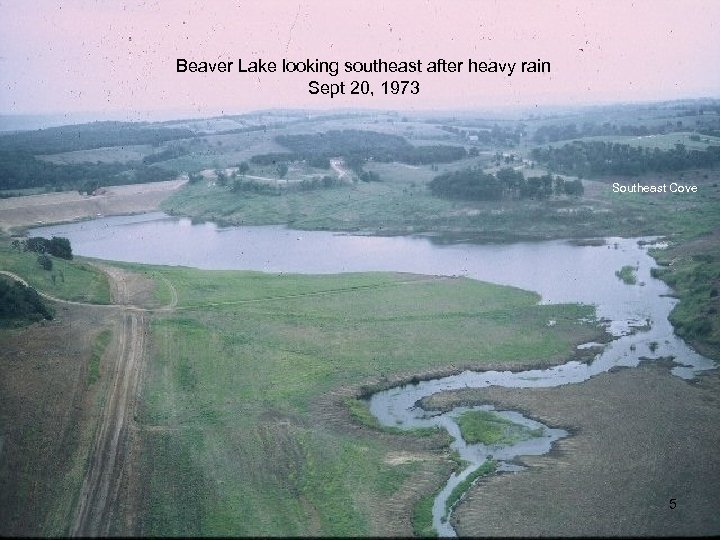 Beaver Lake looking southeast after heavy rain Sept 20, 1973 Southeast Cove 5 