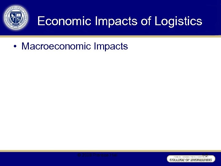 Economic Impacts of Logistics • Macroeconomic Impacts © 2008 Prentice Hall 1 -5 